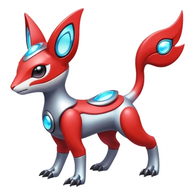 Shiny Colorful Futuristic Cyber-Meloetta-Latias-Koraidon-Peppercat-Protogen-Pokémon-Digimon-Fakémon-fusion-hybrid-creature sticker