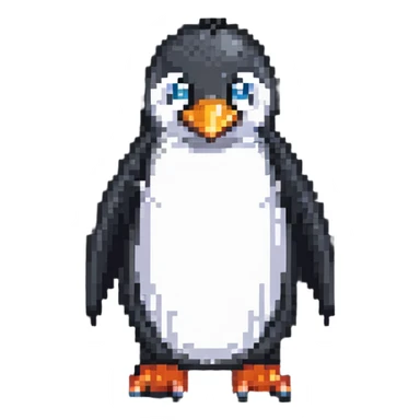 simple and colorful 8-bit pixel art penguin sticker