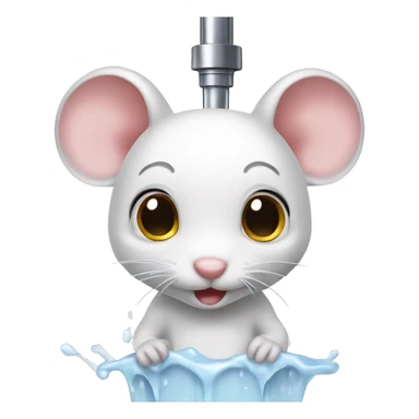 Cute white mouse in shower sticker