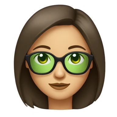 Fille brune au carré long avec des lunettes yeux vert sticker