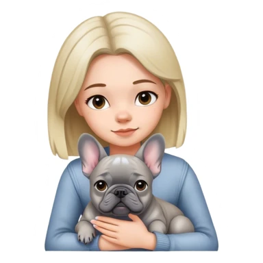 Gray French bulldog with girl sticker