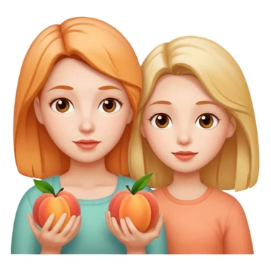 Mom and daughter with peaches  sticker