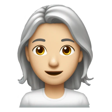 Девушка с темными длинными волосами сидит за ноутбуком  sticker