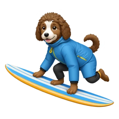 Bernedoodle surfing down an ski slope  sticker