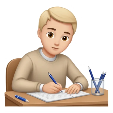 Person at desk writing an essay that begins with "Dear God" sticker