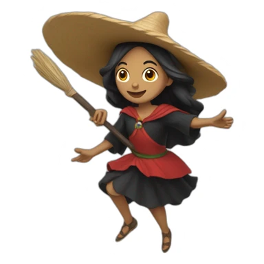 Bruja en escoba volando sticker