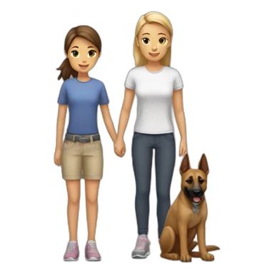 Fille avec chien malinois sticker