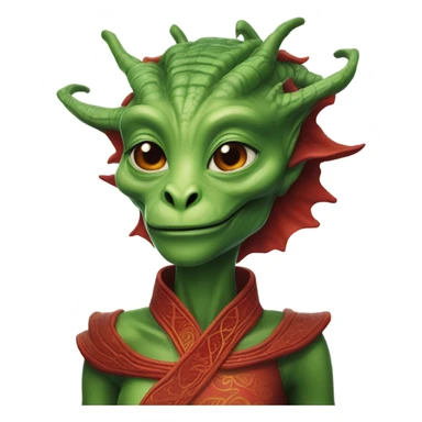 Photo realistic, alien female green,  red china dragon sticker