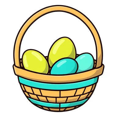 Easter basket with light green and turquoise eggs sticker