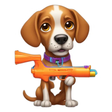 dog with watergun sticker