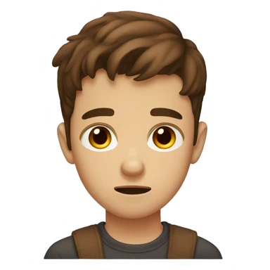 boy with brown hair and brown eyes sad face sticker