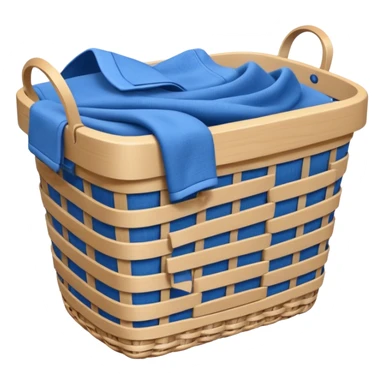 white LAUNDRY BASKET WITH FOLDED blue CLOTHES sticker