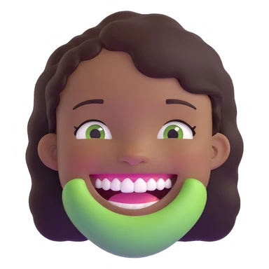 black girl with green braces on her teeth smiling sticker