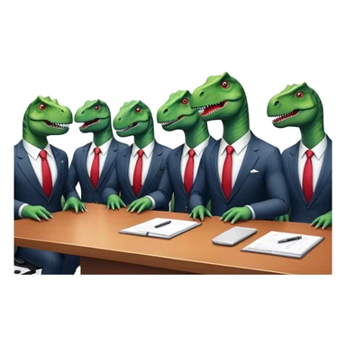different office dinosaurs in suits sitting along the conference table sticker