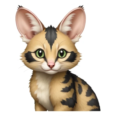 Dark-Green, black-pointed, soft natural realistic romantic vintage antique divine beautiful elegant pretty precious cute young youthful  Fakémon-Pokémon-opossum-feline-mouse-serval-caracal-chinchilla-Minccino-Cinccino-Meowstic-rodent-hybrid-creature with a tail (full body) sticker