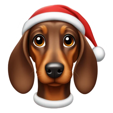 brown daschund with Christmas hat sticker