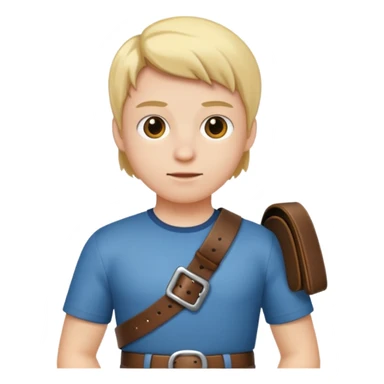 Person with straight face and belt in hand sticker