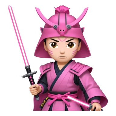 samurai with laser sword, pink sticker