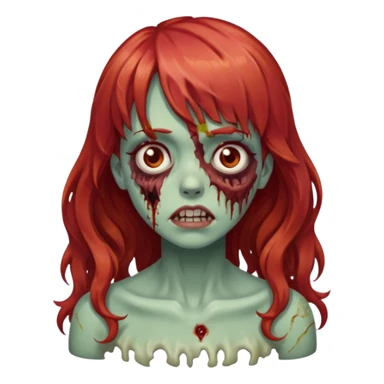 Uma zumbi garota com cabelo vermelho ondulado e franja sticker