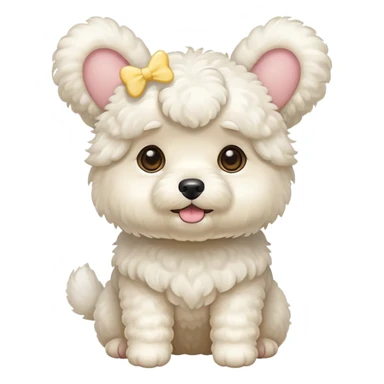 White Poochon with butter color ears sticker