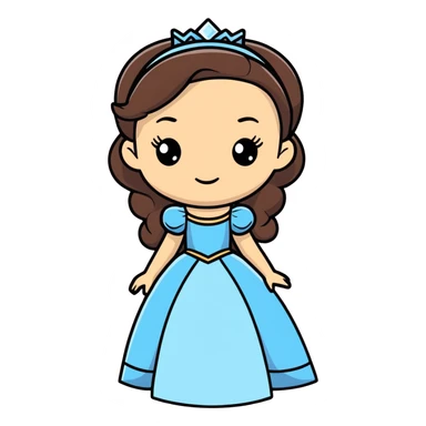 light skin princess with dark brown hair  sticker