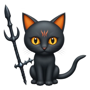 chat démoniaque qui tient un trident sticker