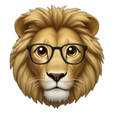 Lion with black mane and glasses sticker