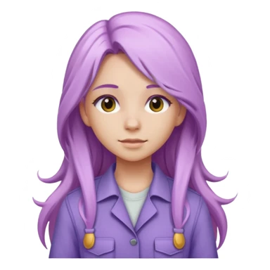 lilac girl with long hair worker sticker