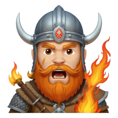 un vichingo con l'elmetto  con l'icona del fuoco sulla parte frontale ,che urla  sticker