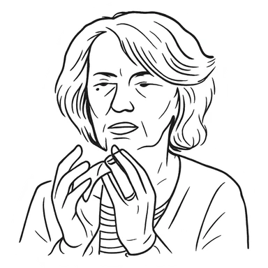 a hand drawn black outline portrait of philosopher Catherine Larrère based on this image sticker