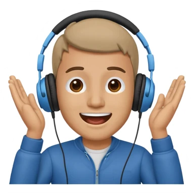 happy guy listening and chanting to music on a headphone sticker