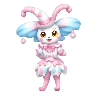 Kawaii Pastel Clown Sylveon Full Body sticker