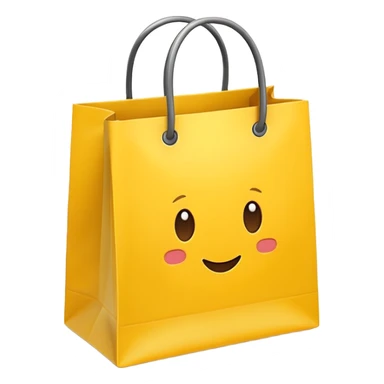 Turn this yellow shopping bag into a single flat emoji.
Keep the bag shape and yellow color.
Remove all text and details.
Simple, cute, Apple-style emoji.
Transparent background. sticker