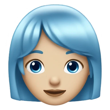 girl with blue bob hairstyle, blue eyes and a fringe sticker