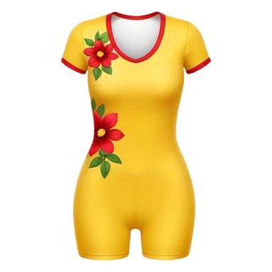yellow tight clothing with red flowers, simple and clear sticker