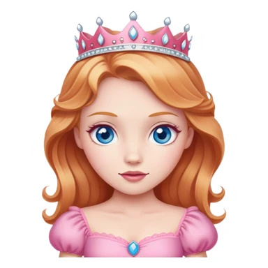 Strawberry blonde princess blue eyes wearing a pink dress sticker