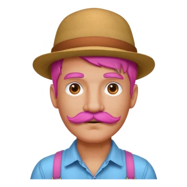 pink-haired mustache man with hat sticker
