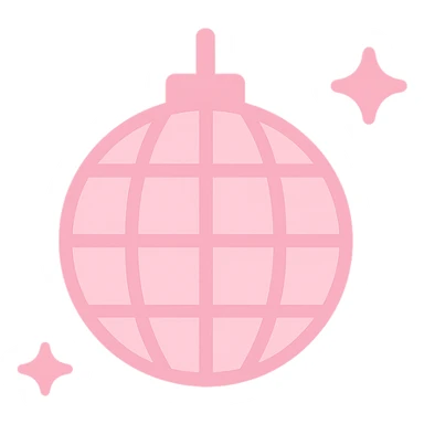 minimal monotone pink disco ball icon, soft and playful, simple clean shapes, slightly rounded, flat style sticker