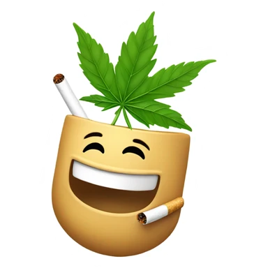 Pot leaf smiling with cigarette sticker