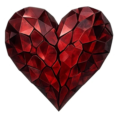 heart with a shattered gemstone effect, remove background sticker