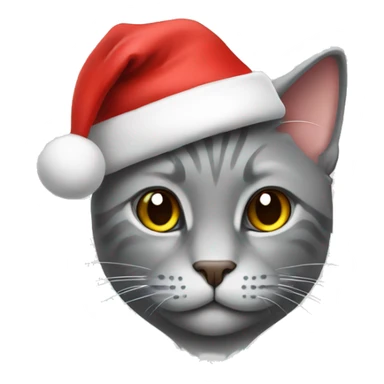 Grey cat Santa hat sticker