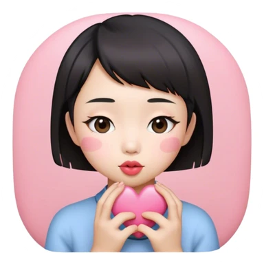 Short hair Asian girl kissing with pinky heart  sticker