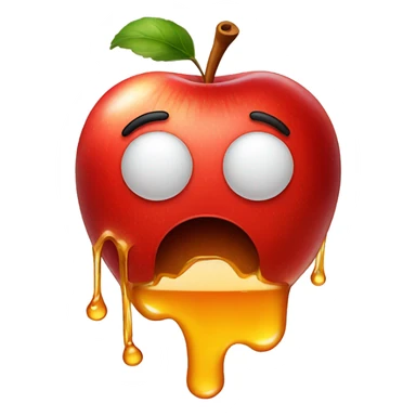red apple with honey drip sticker