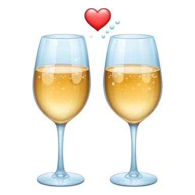 two glasses touching each other in a toast with a heart in the background sticker