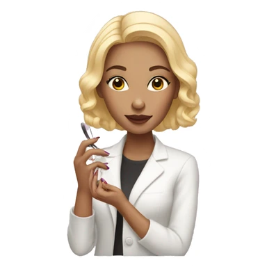 A light-skinned woman does a manicure sticker