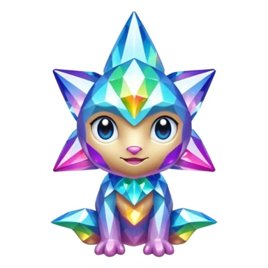 Glitter-dusted Crystaline Light-refracting Prismatic Pokémon-Fakémon-Digimon-Creature, (full body) sticker