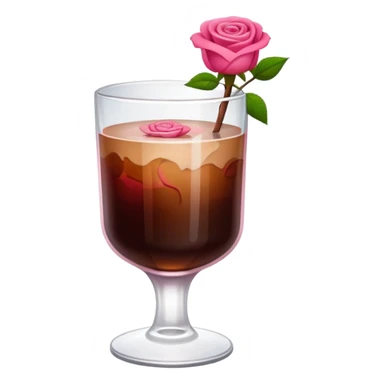 Cold brew coffee with roses pink red and mini small size glas sticker