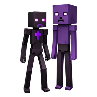 Minecraft Enderman full body, tall black blocky character with purple eyes sticker