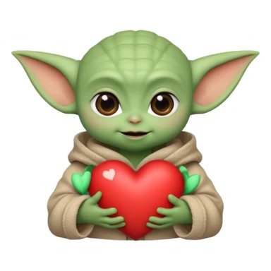 Baby yoda with heart sticker