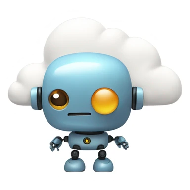 cute robot and a cloud of thoughts sticker